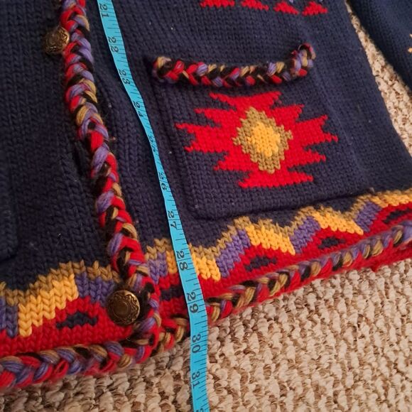 COLDWATER CREEK Heavy Wool Southwest Knit Cardigan Sweater Woman Size Medium - Picture 10 of 12